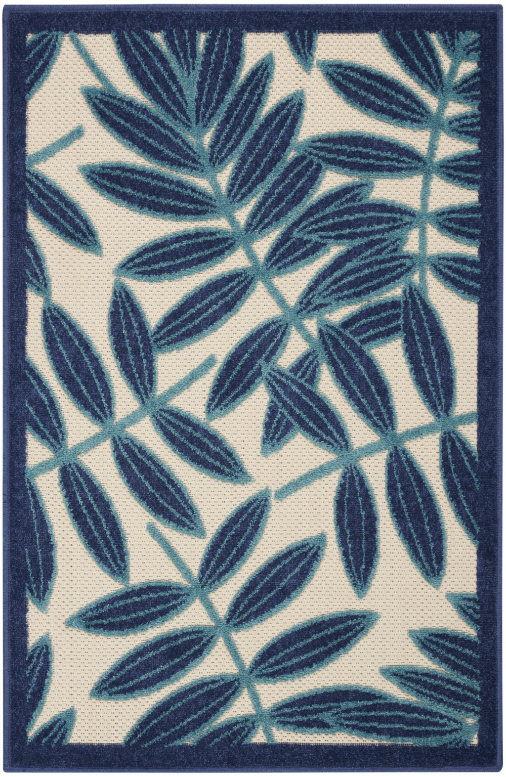 3' X 4' Blue And Ivory Floral Indoor Outdoor Area Rug-384962-1