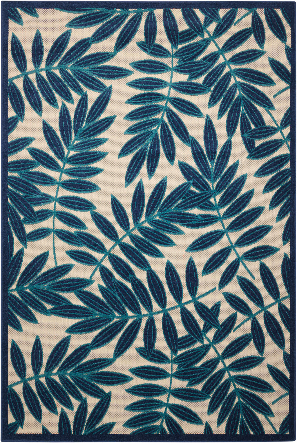 5' X 8' Blue And Ivory Floral Indoor Outdoor Area Rug-384964-1