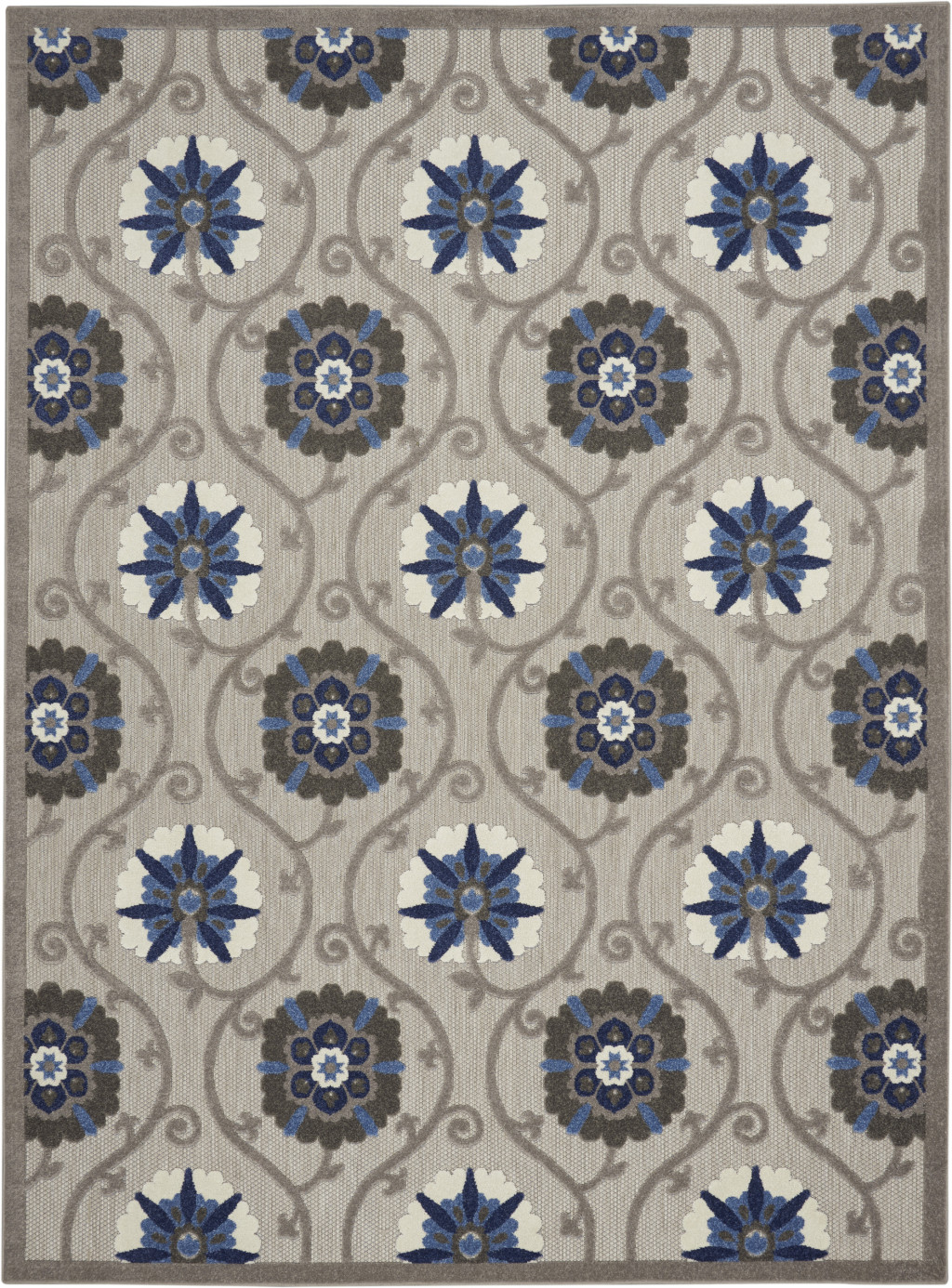 8' X 11' Blue And Gray Indoor Outdoor Area Rug-384985-1