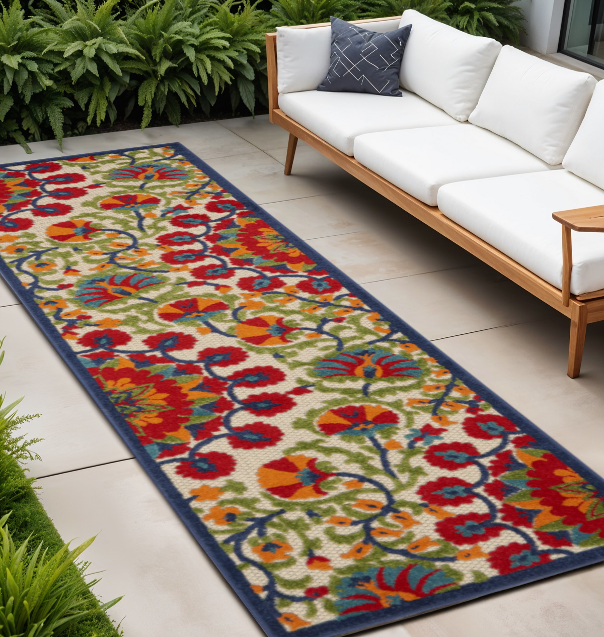 10' Red And Ivory Floral Indoor Outdoor Area Rug-384992-1