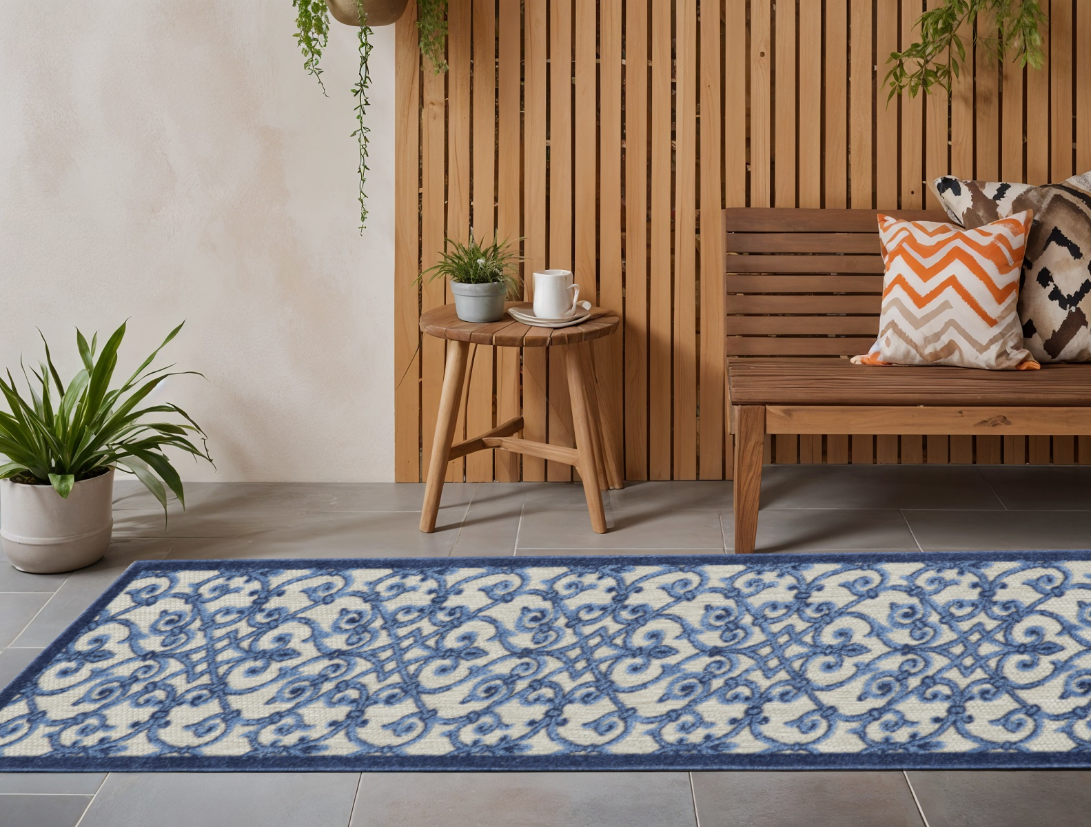 8' Blue And Gray Indoor Outdoor Area Rug-385004-1
