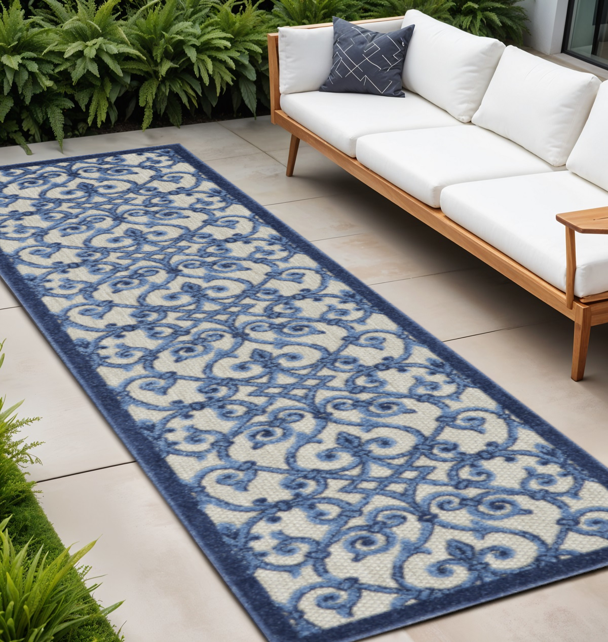 10' Blue And Gray Indoor Outdoor Area Rug-385005-1