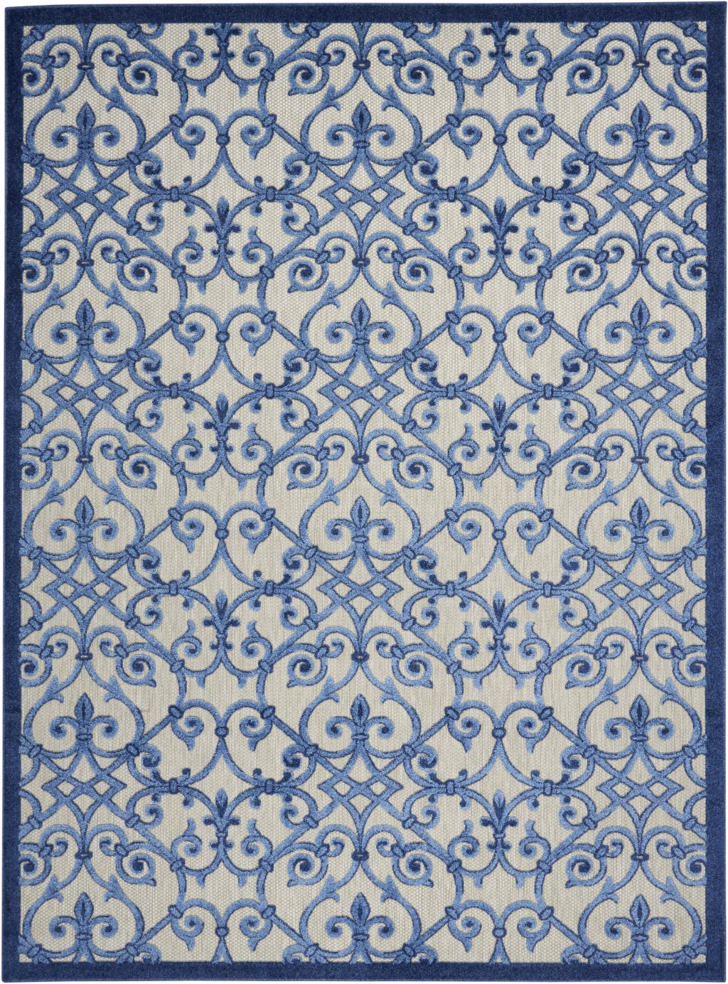 8' X 11' Blue And Gray Floral Indoor Outdoor Area Rug-385009-1