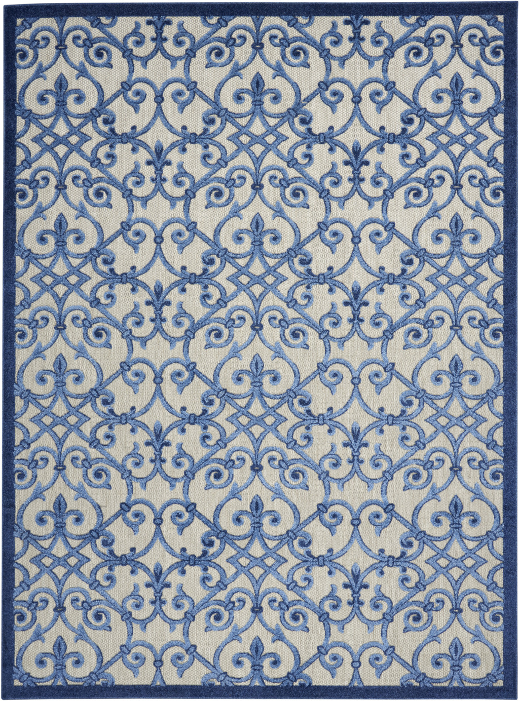 8' X 11' Blue And Gray Indoor Outdoor Area Rug-385009-1