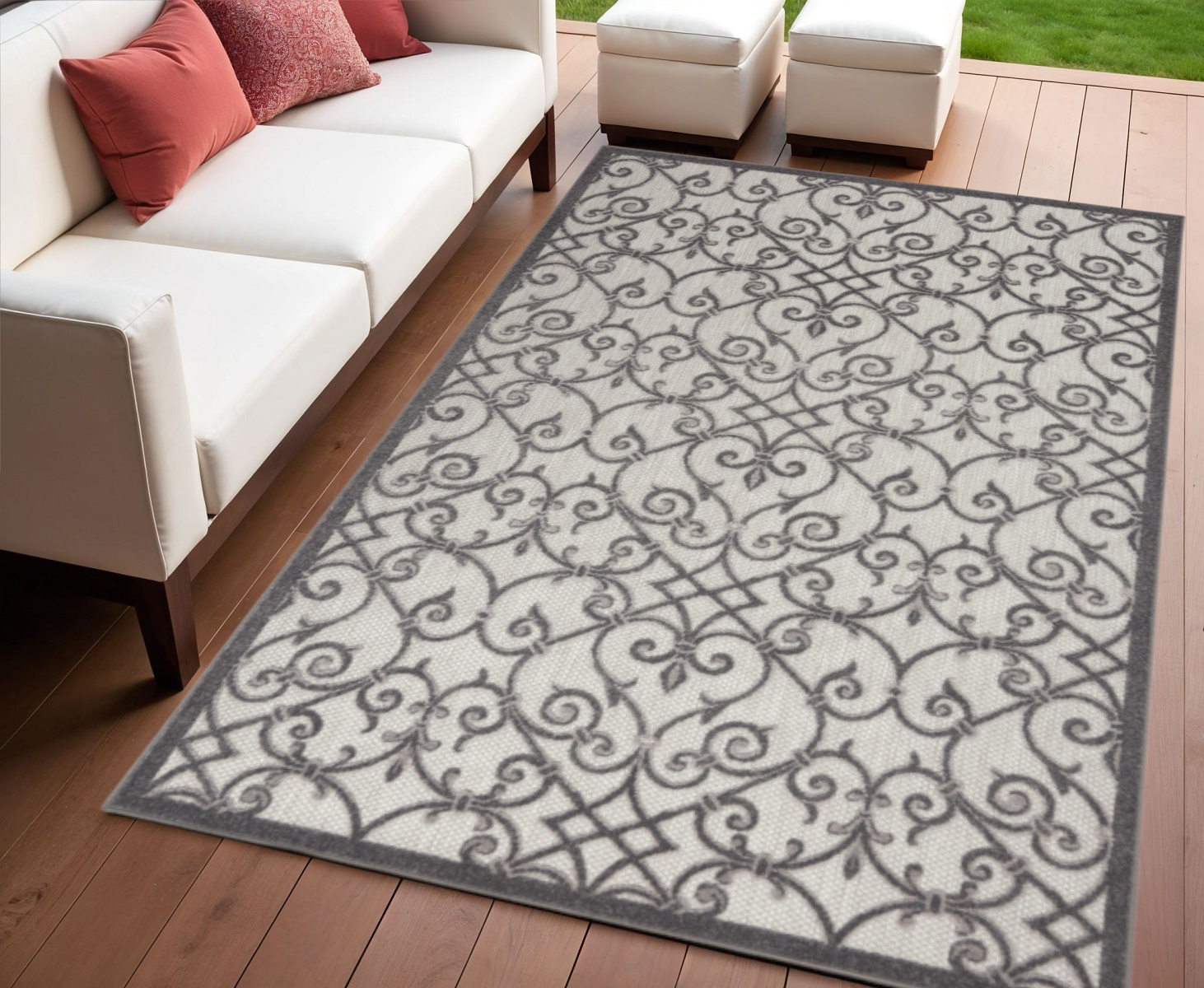 4' X 6' Gray Indoor Outdoor Area Rug-385014-1