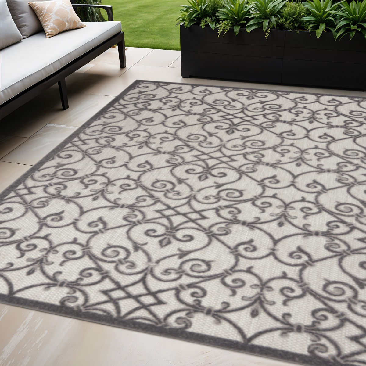 5' X 8' Gray Indoor Outdoor Area Rug-385015-1