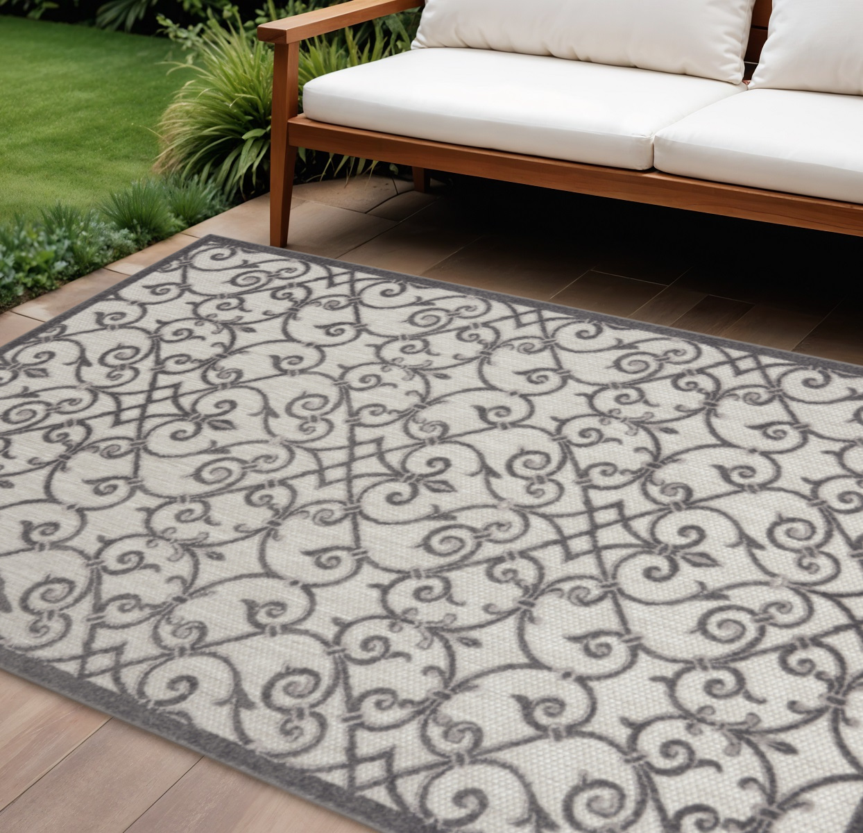 8' X 11' Gray Indoor Outdoor Area Rug-385016-1