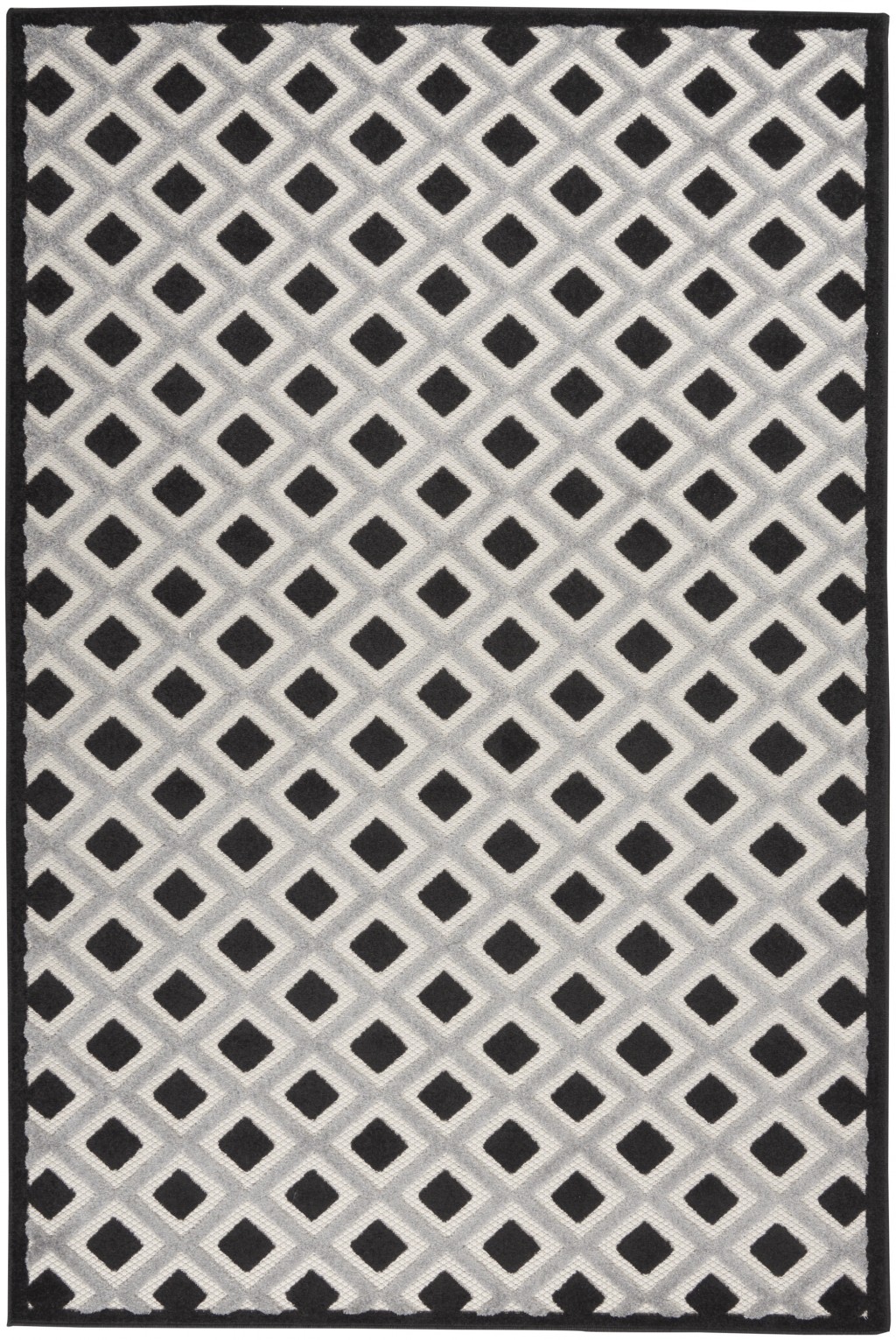 4' X 6' Black And White Geometric Indoor Outdoor Area Rug-385134-1