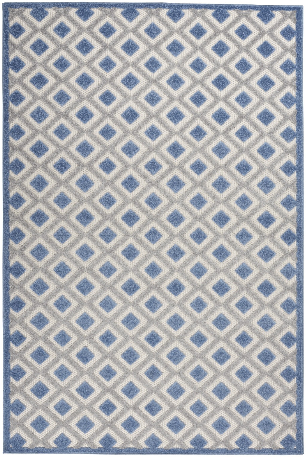 4' X 6' Blue And Gray Geometric Indoor Outdoor Area Rug-385147-1