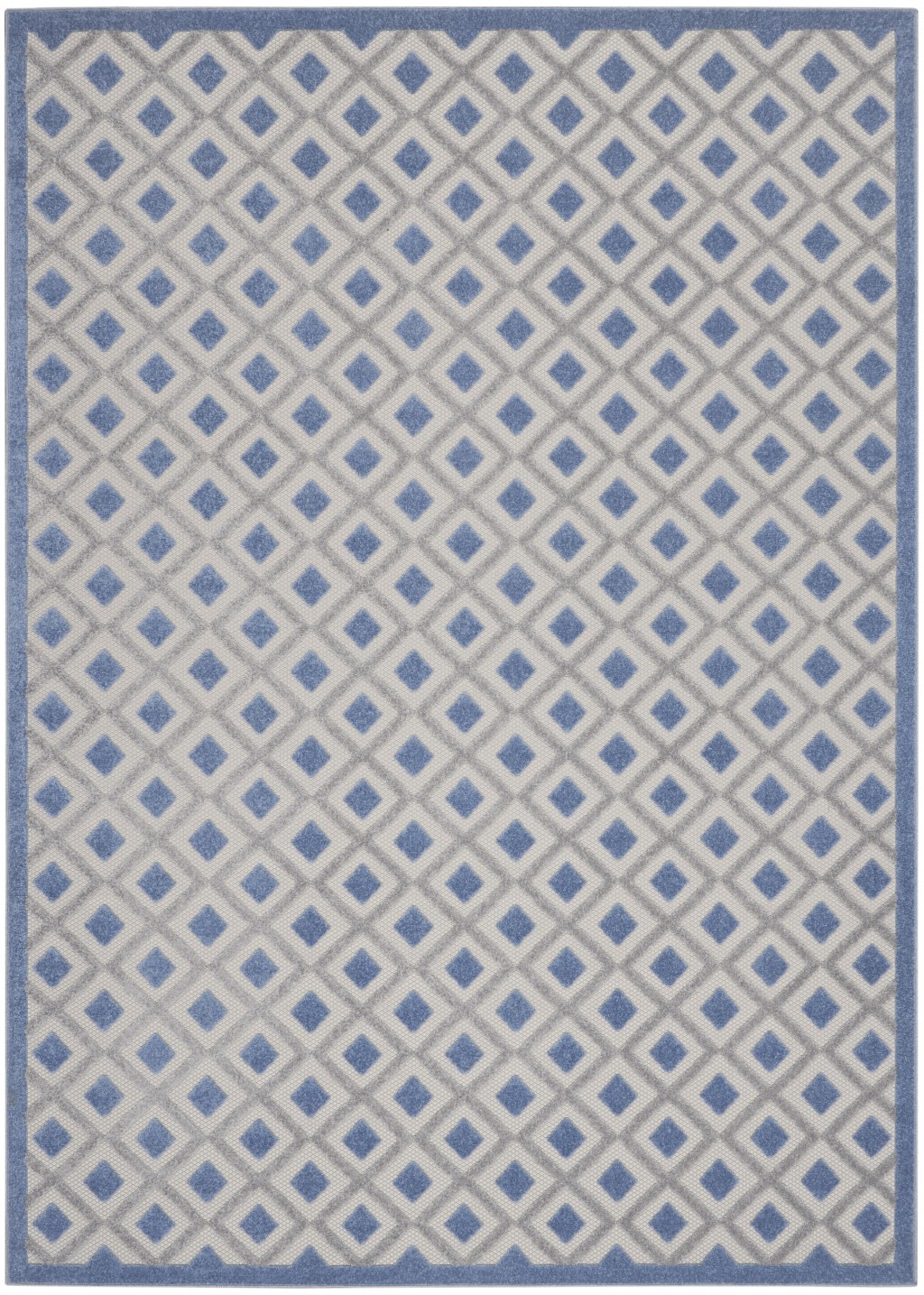 7' X 10' Blue And Gray Geometric Indoor Outdoor Area Rug-385157-1