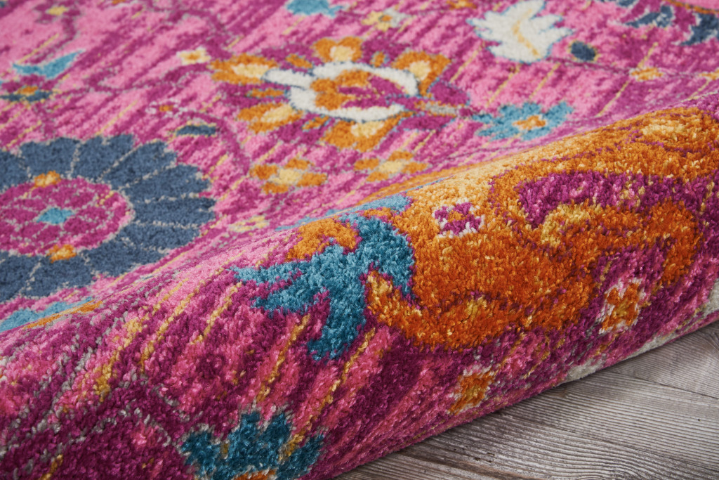 2" X 3" Fuchsia Floral Power Loom Area Rug