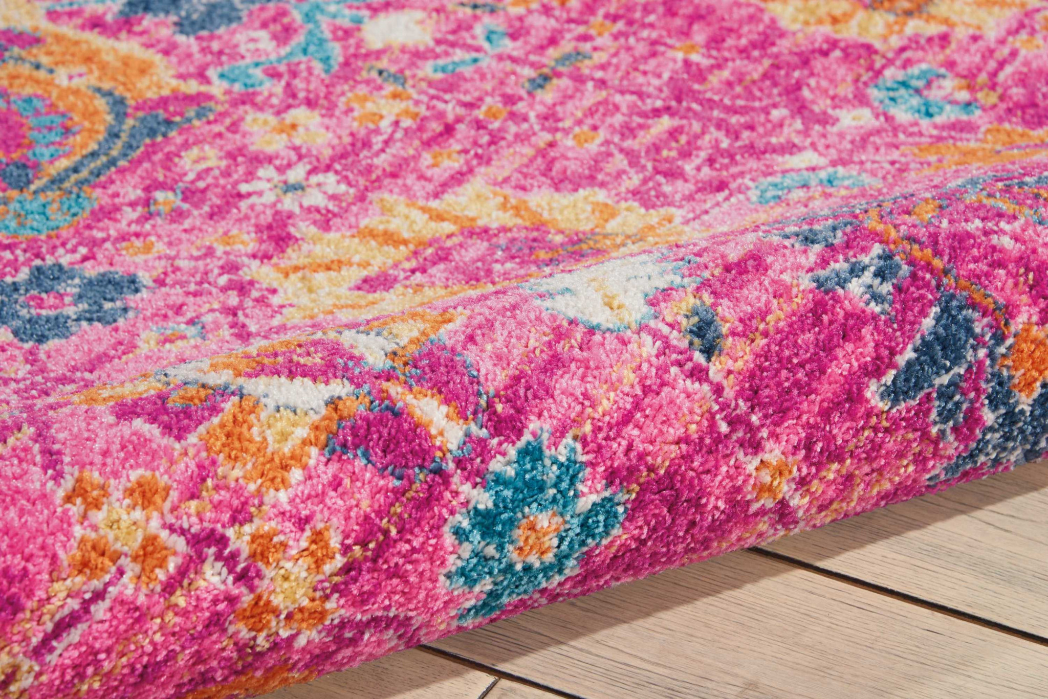 4" X 6" Fuchsia Floral Power Loom Area Rug