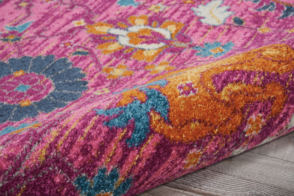 8" X 10" Fuchsia Floral Power Loom Area Rug