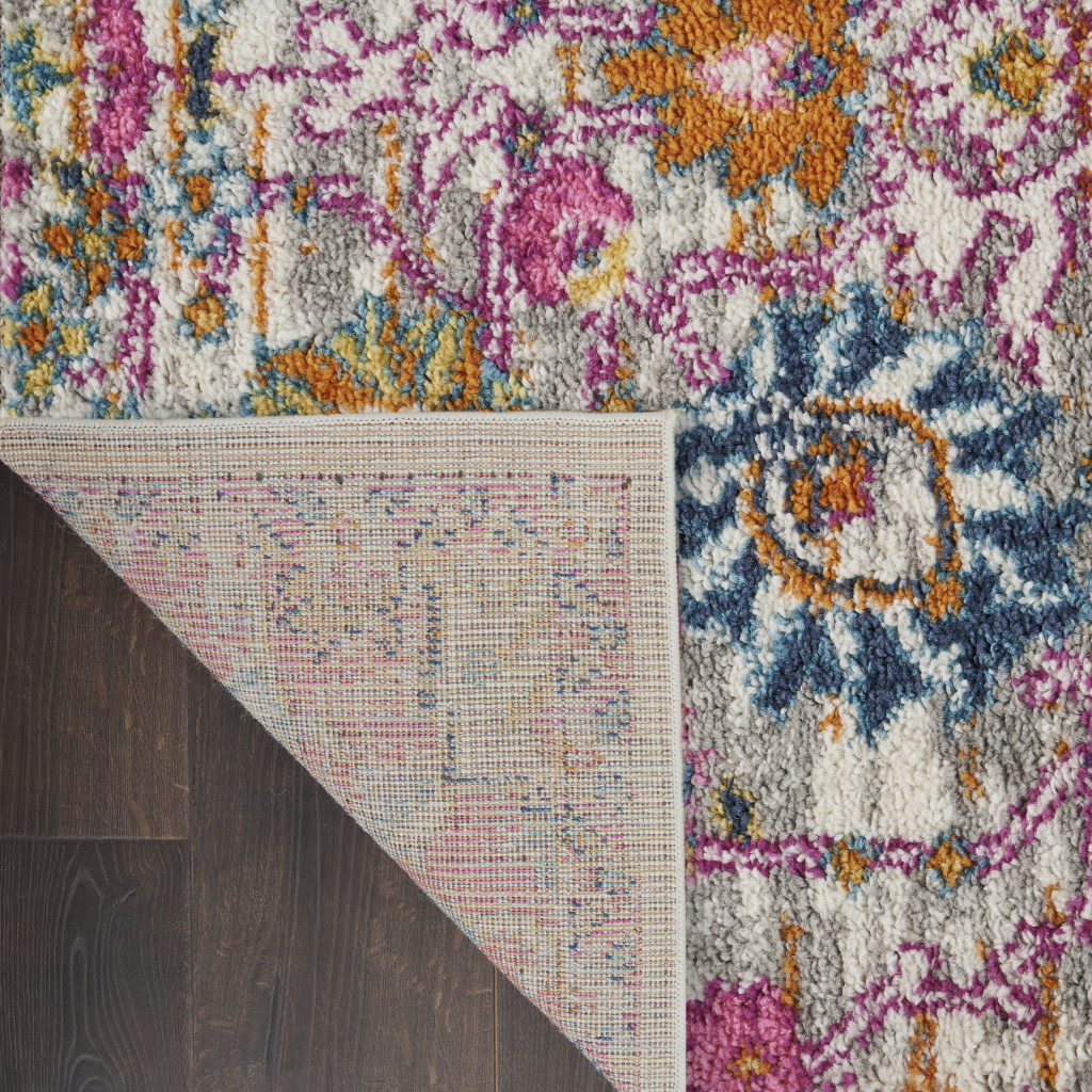 2" X 3" Silver Floral Power Loom Area Rug