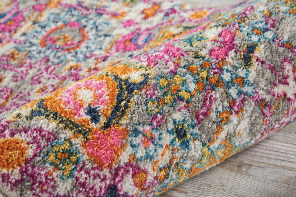 2" X 3" Silver Floral Power Loom Area Rug