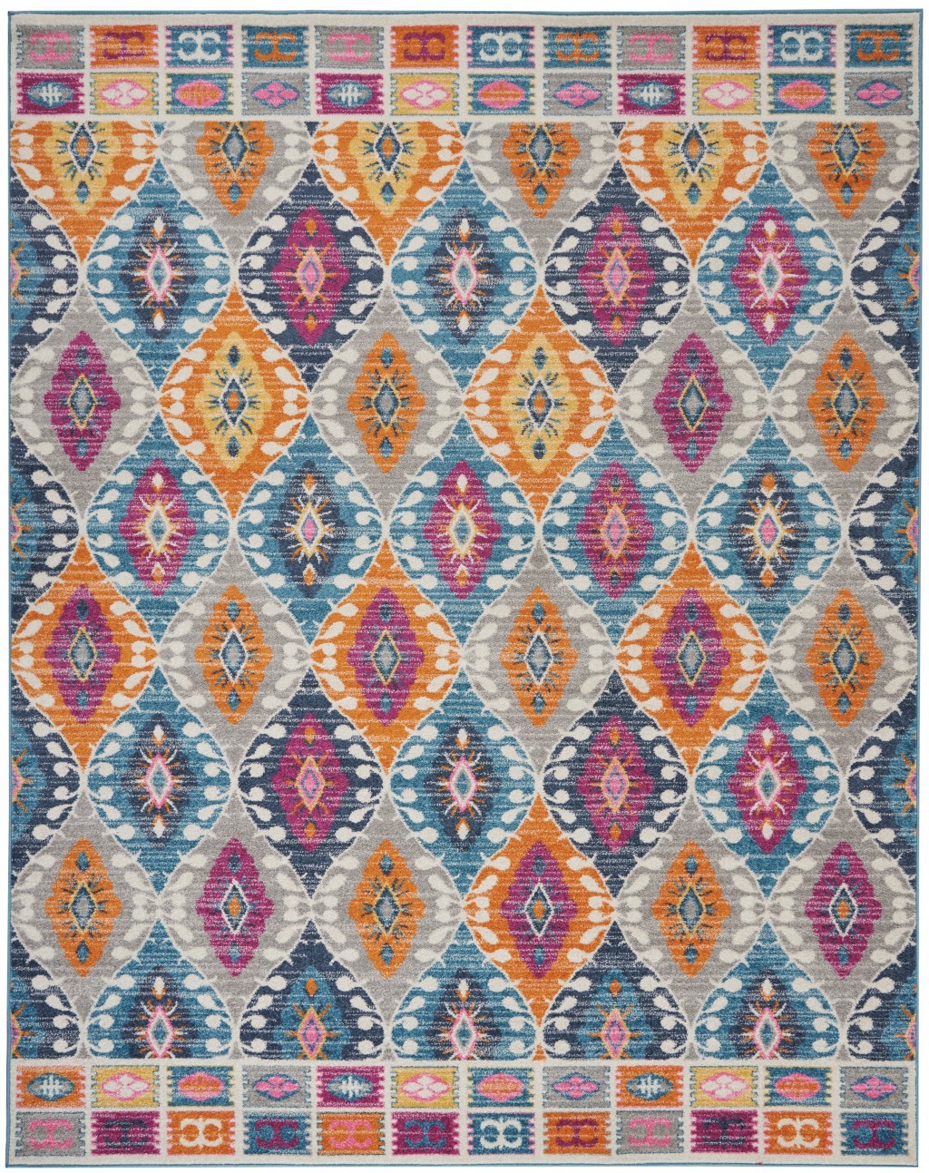 8' X 10' Blue And Pink Ogee Power Loom Area Rug-385249-1
