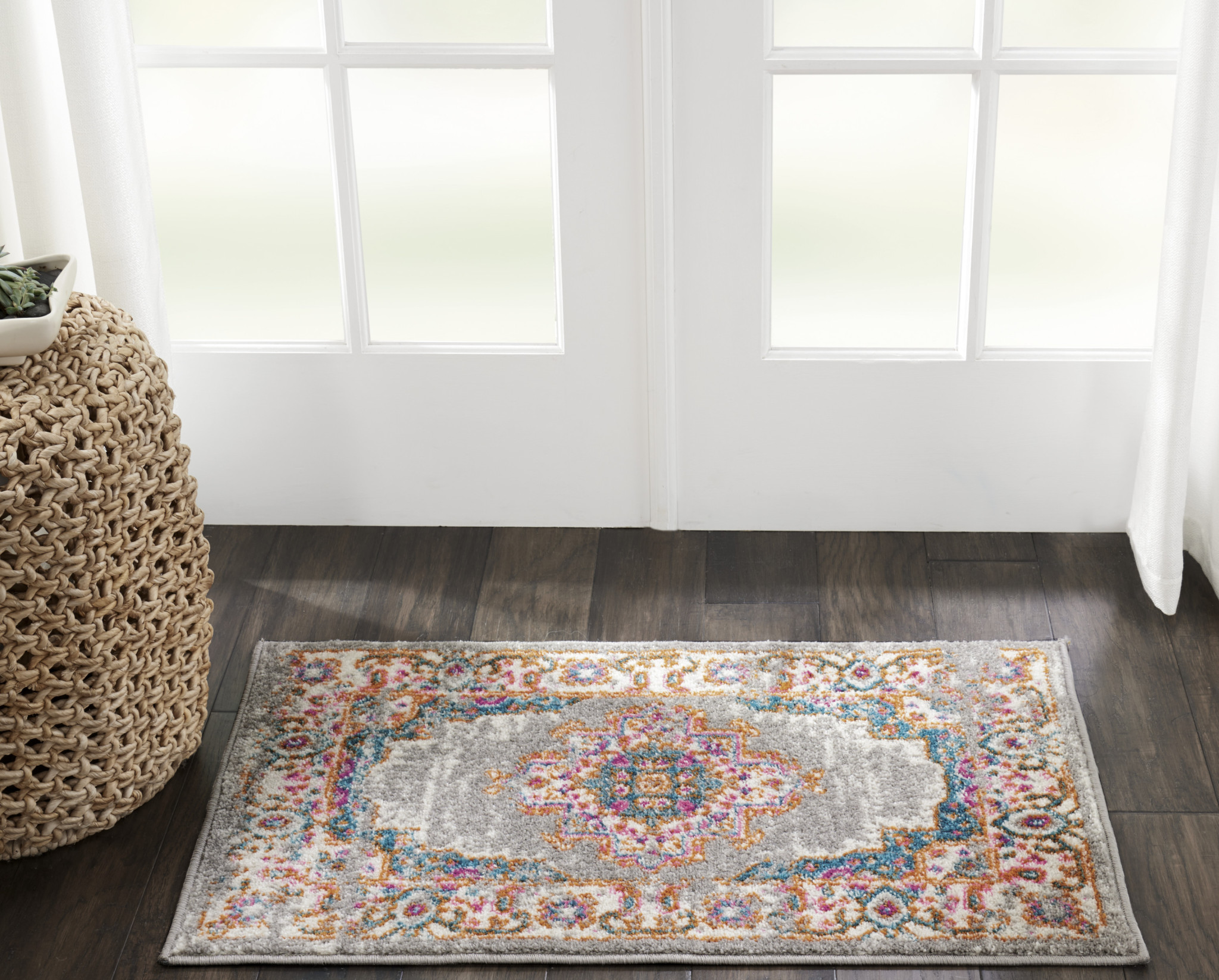2" X 3" Gray Power Loom Area Rug