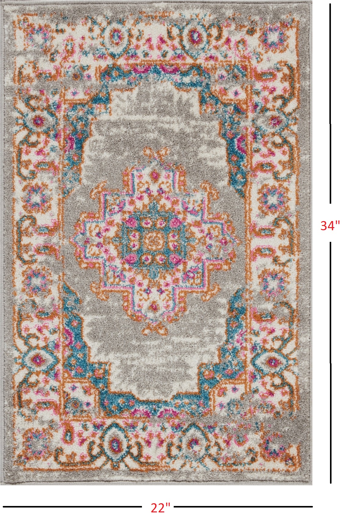2" X 3" Gray Power Loom Area Rug