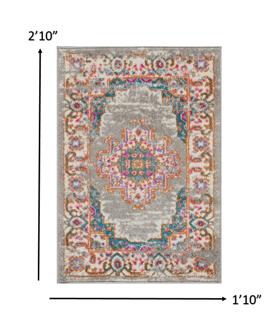 2" X 3" Gray Power Loom Area Rug