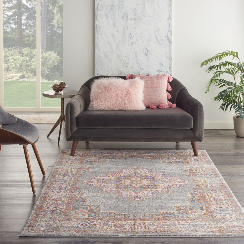 5" X 7" Gray Power Loom Area Rug