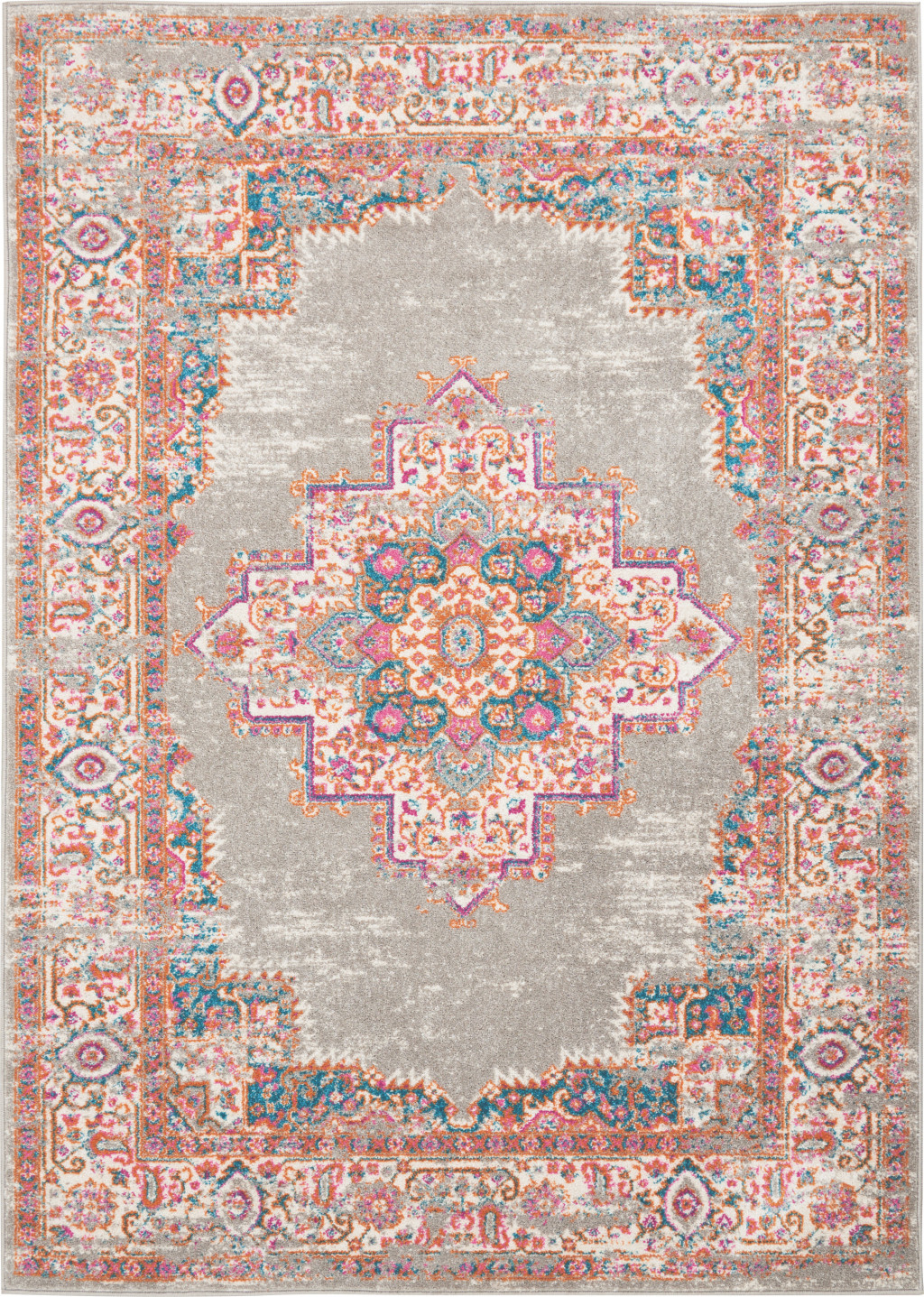 5" X 7" Gray Power Loom Area Rug