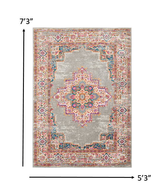 5" X 7" Gray Power Loom Area Rug