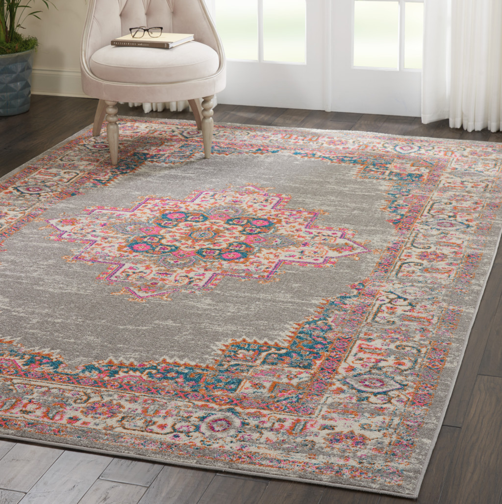 7" X 10" Gray Power Loom Area Rug