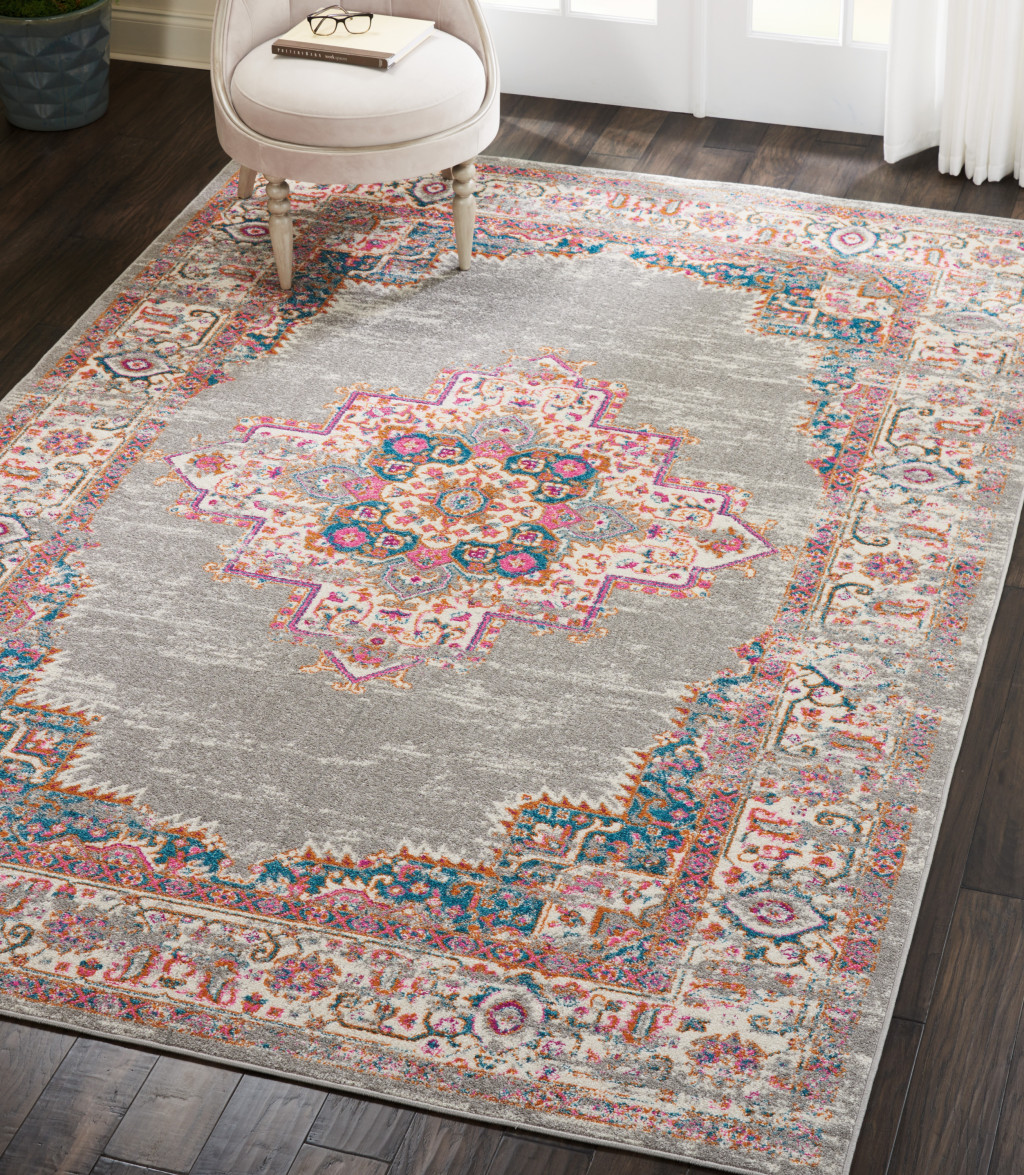 7" X 10" Gray Power Loom Area Rug
