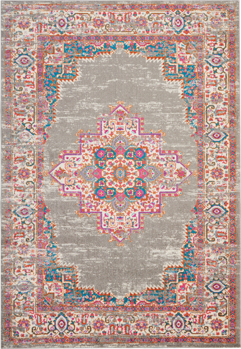 7" X 10" Gray Power Loom Area Rug