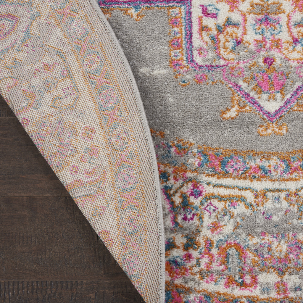 8" Gray Round Power Loom Area Rug