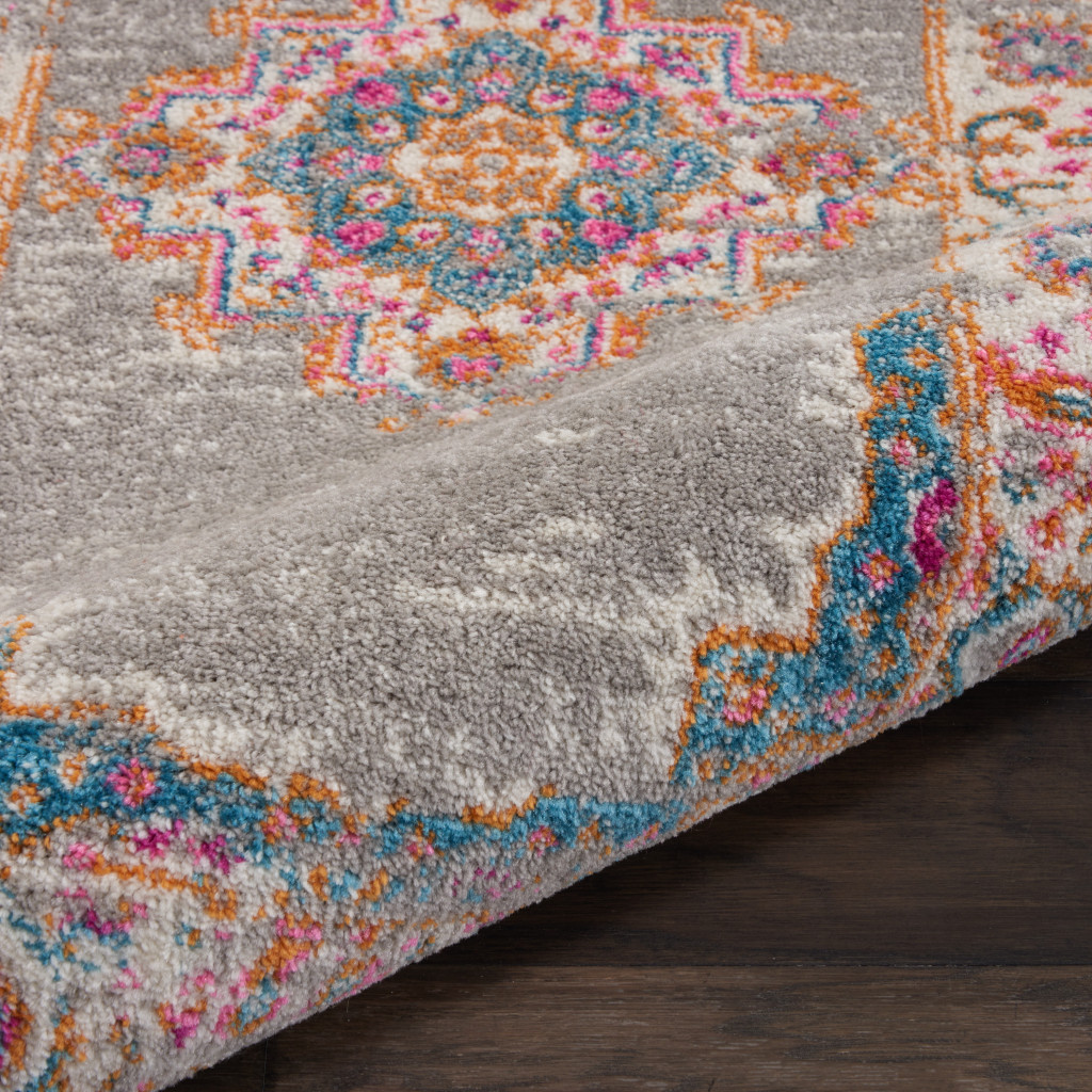 8" Gray Round Power Loom Area Rug