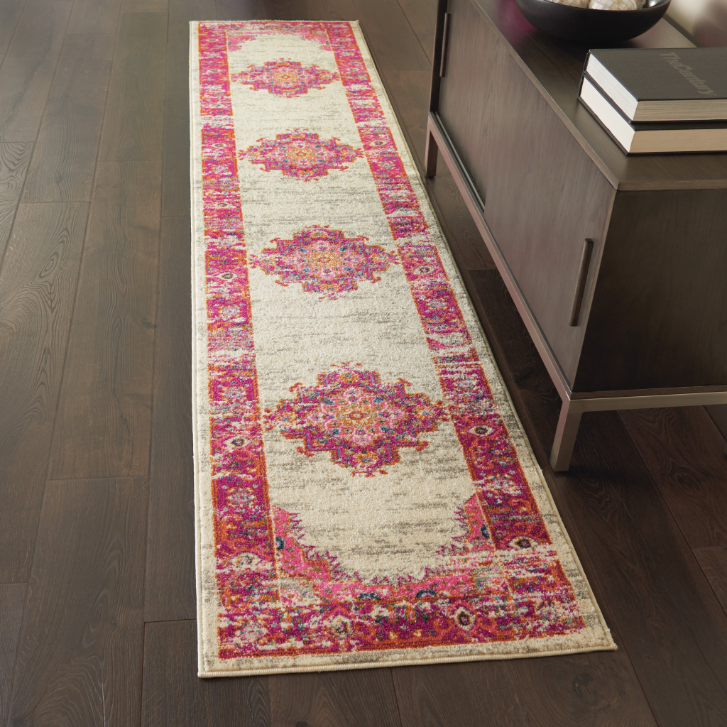 10" Fuchsia Power Loom Runner Rug
