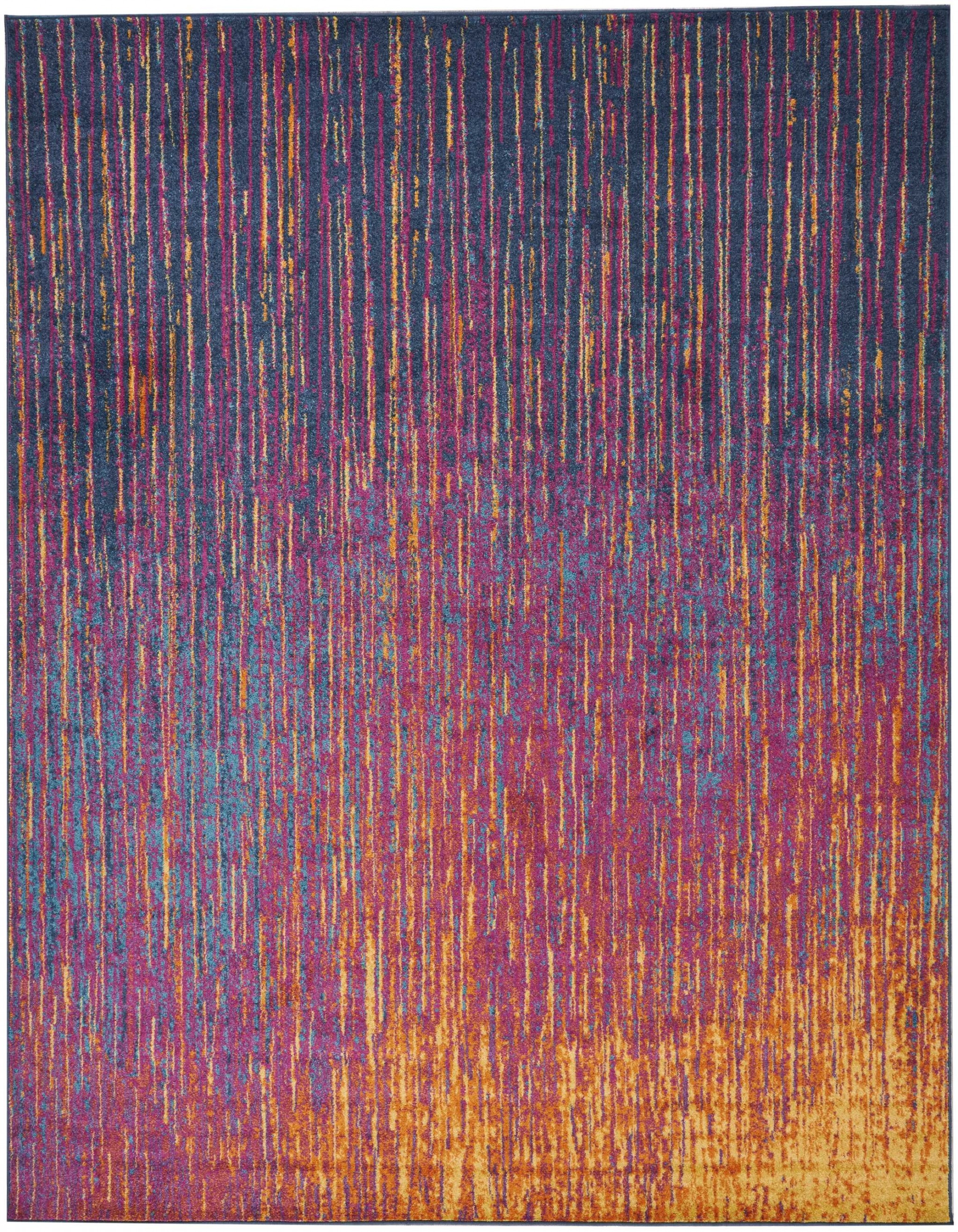 8' X 10' Blue And Pink Abstract Power Loom Area Rug-385276-1