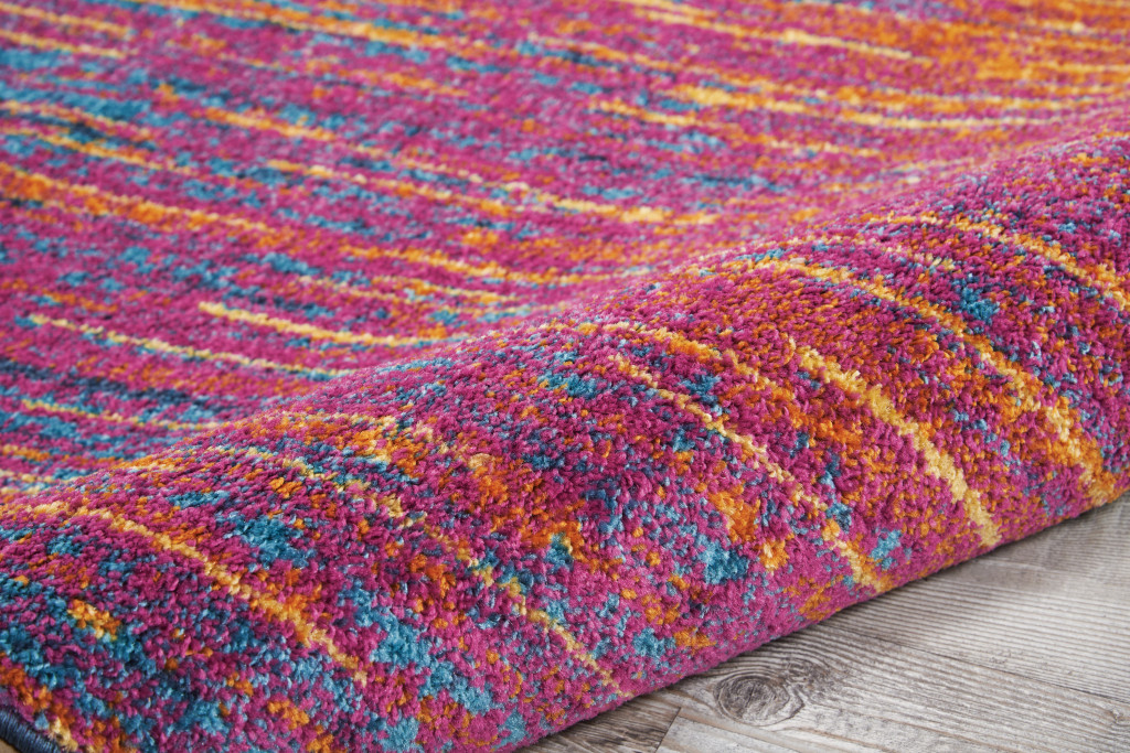 8" X 10" Blue And Pink Abstract Power Loom Area Rug
