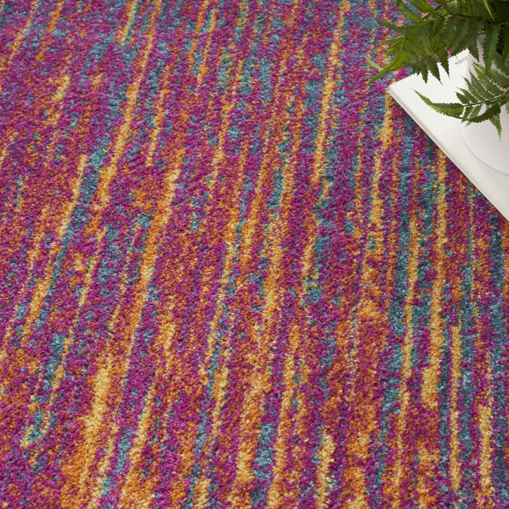 8" X 10" Blue And Pink Abstract Power Loom Area Rug