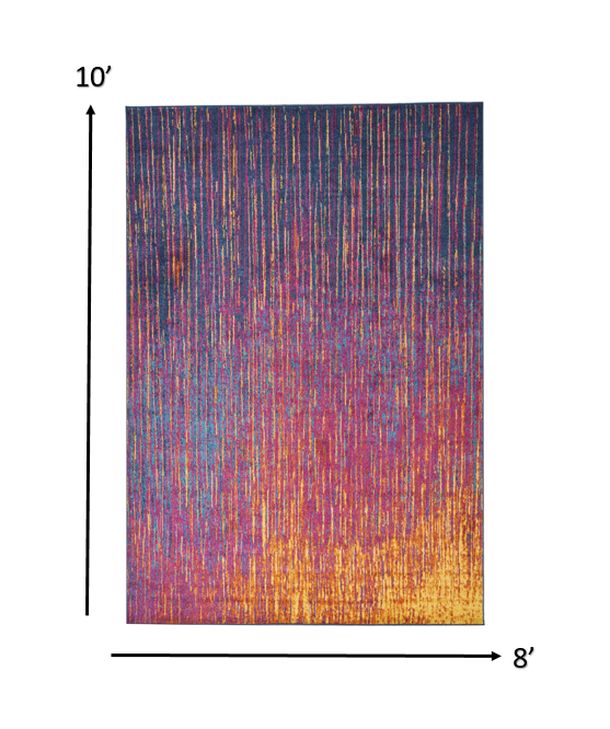 8" X 10" Blue And Pink Abstract Power Loom Area Rug