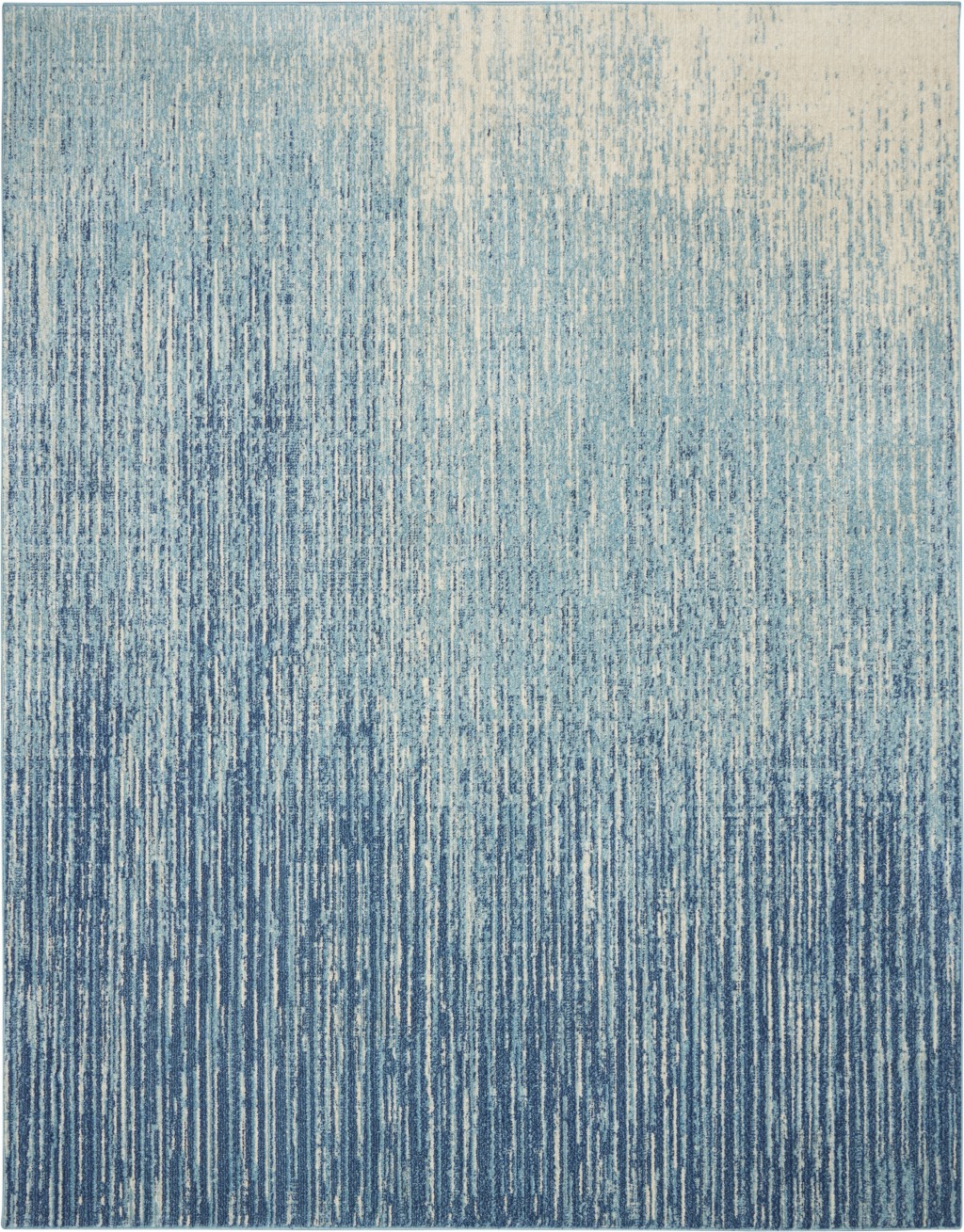 7' X 10' Ivory And Blue Abstract Power Loom Area Rug-385286-1