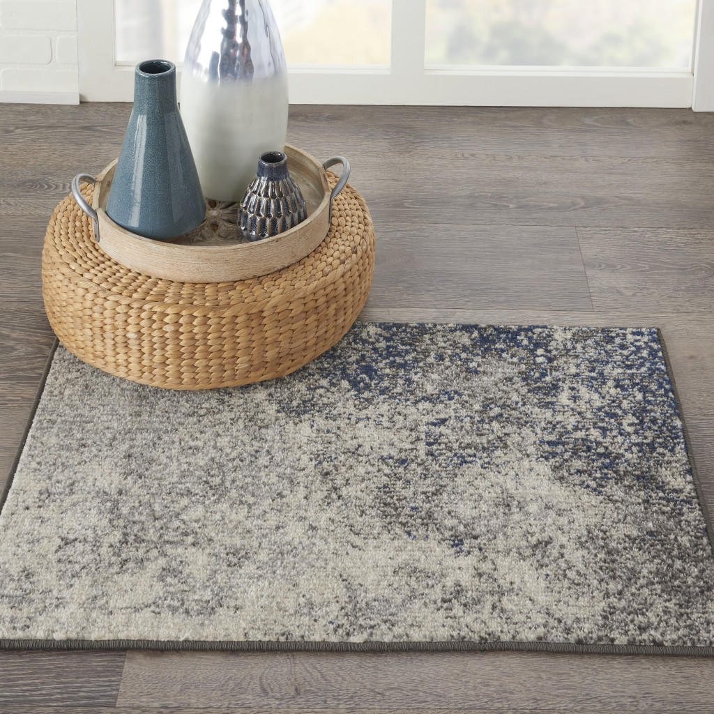 2" X 3" Gray And Ivory Abstract Power Loom Area Rug