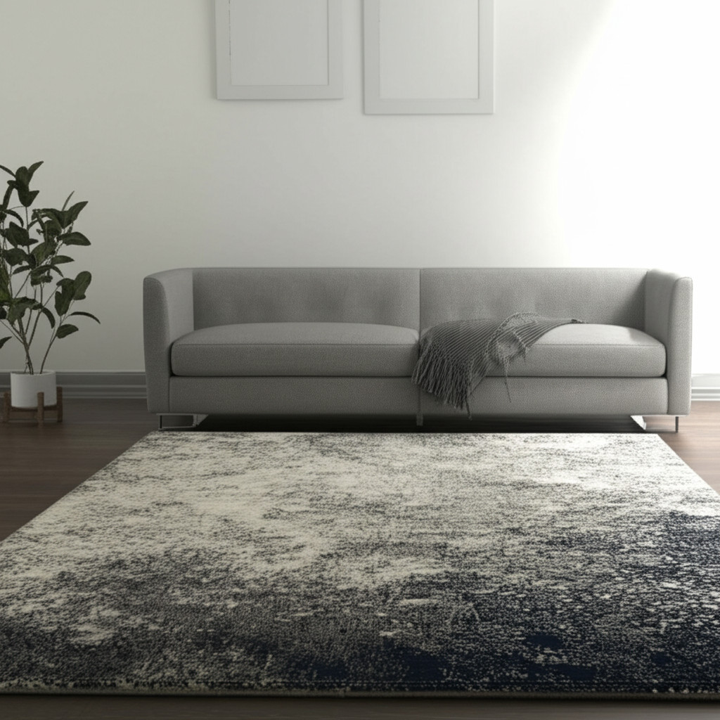 5' X 7' Gray And Ivory Abstract Area Rug-385294-1