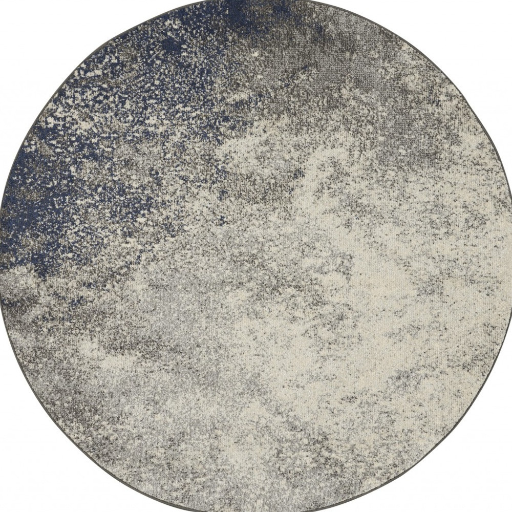 5' Gray And Ivory Abstract Round Rug-385295-1