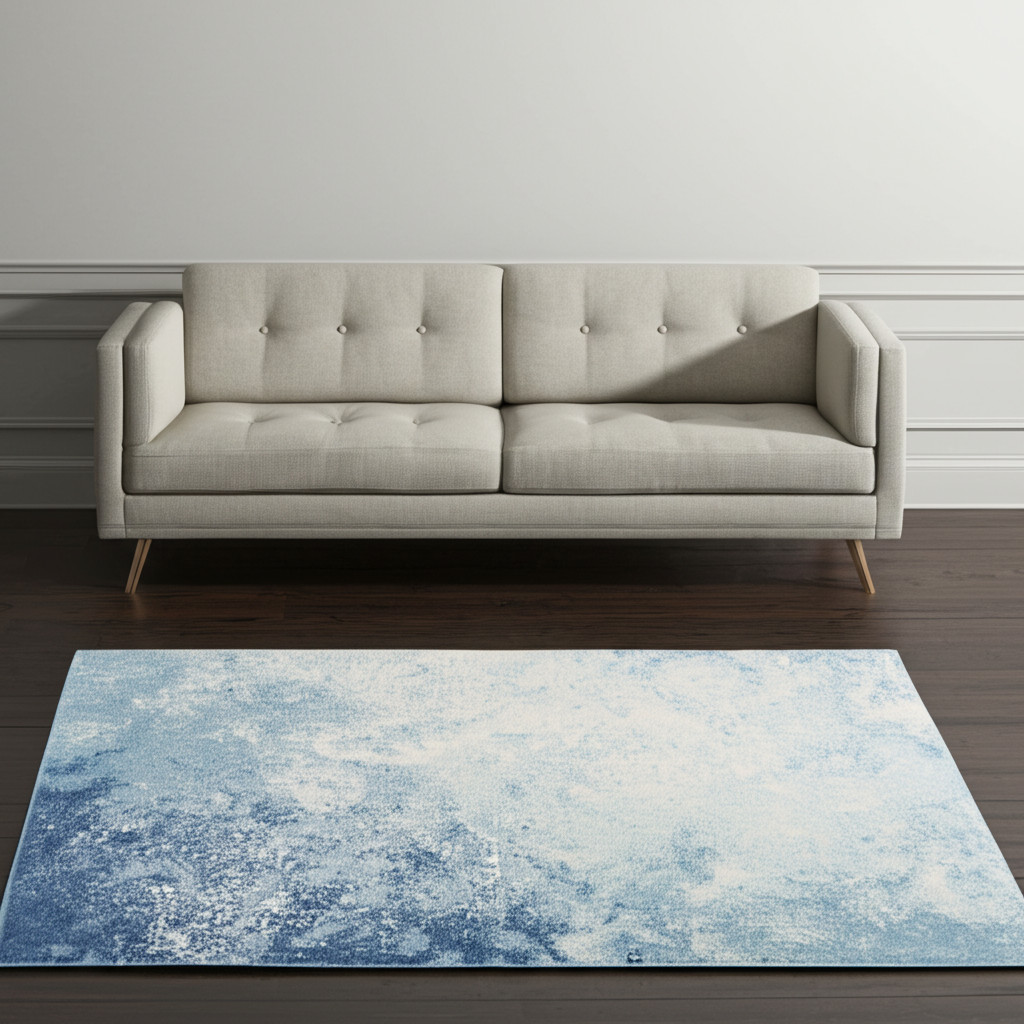 5' X 7' Blue And Ivory Abstract Area Rug-385298-1