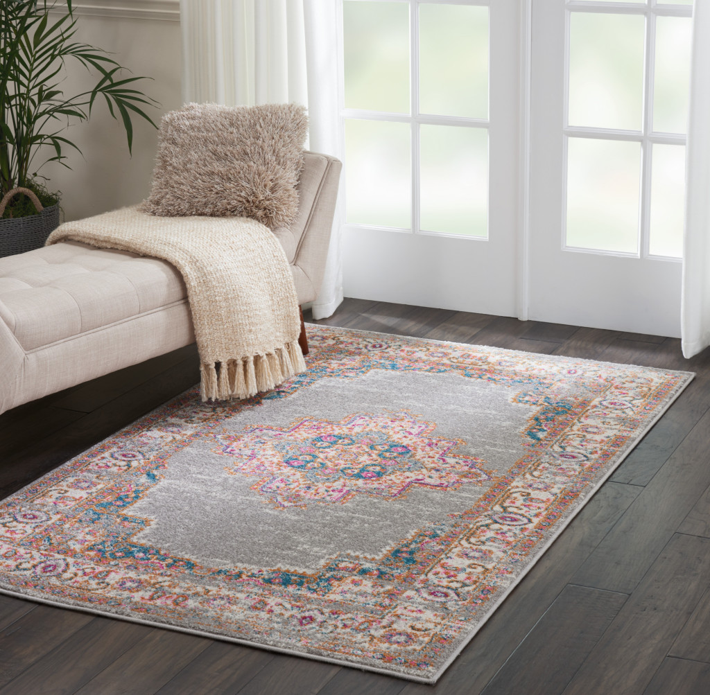 4" X 6" Gray Power Loom Area Rug