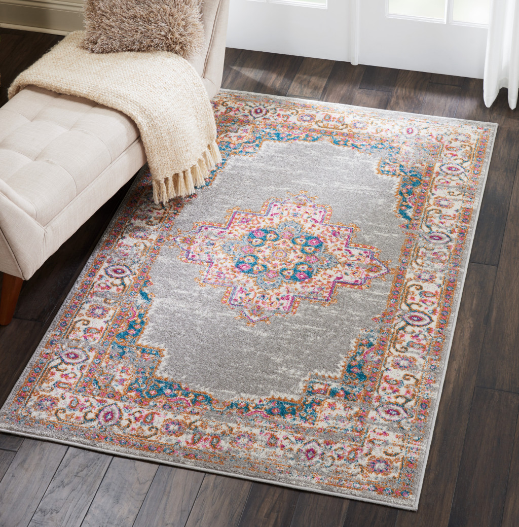 4" X 6" Gray Power Loom Area Rug