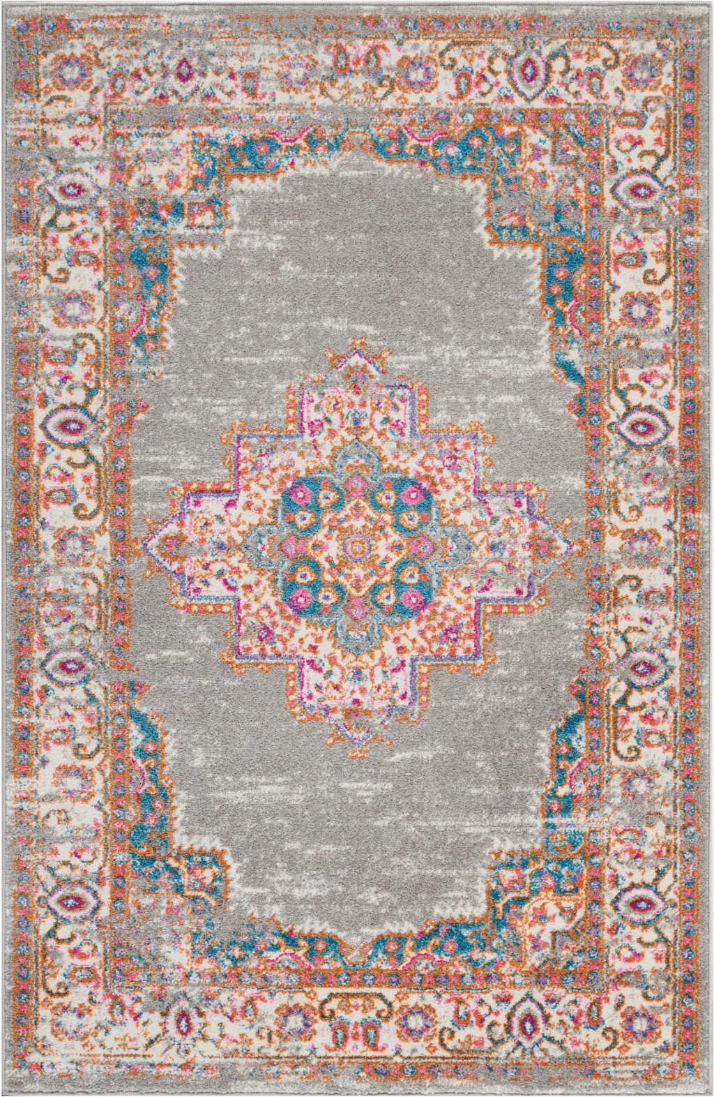 4" X 6" Gray Power Loom Area Rug