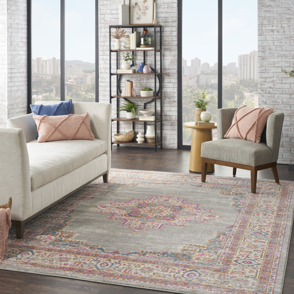 8" X 10" Gray Power Loom Area Rug