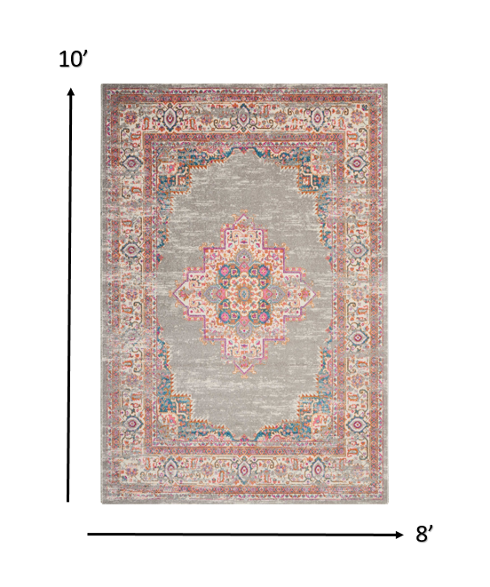 8" X 10" Gray Power Loom Area Rug