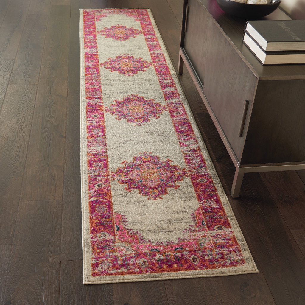 8" Fuchsia Power Loom Runner Rug