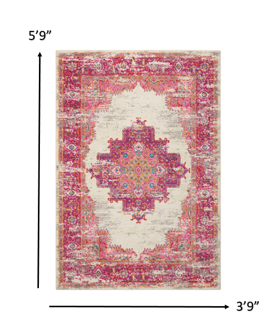 4" X 6" Fuchsia Power Loom Area Rug