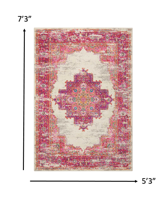 5" X 7" Fuchsia Power Loom Area Rug