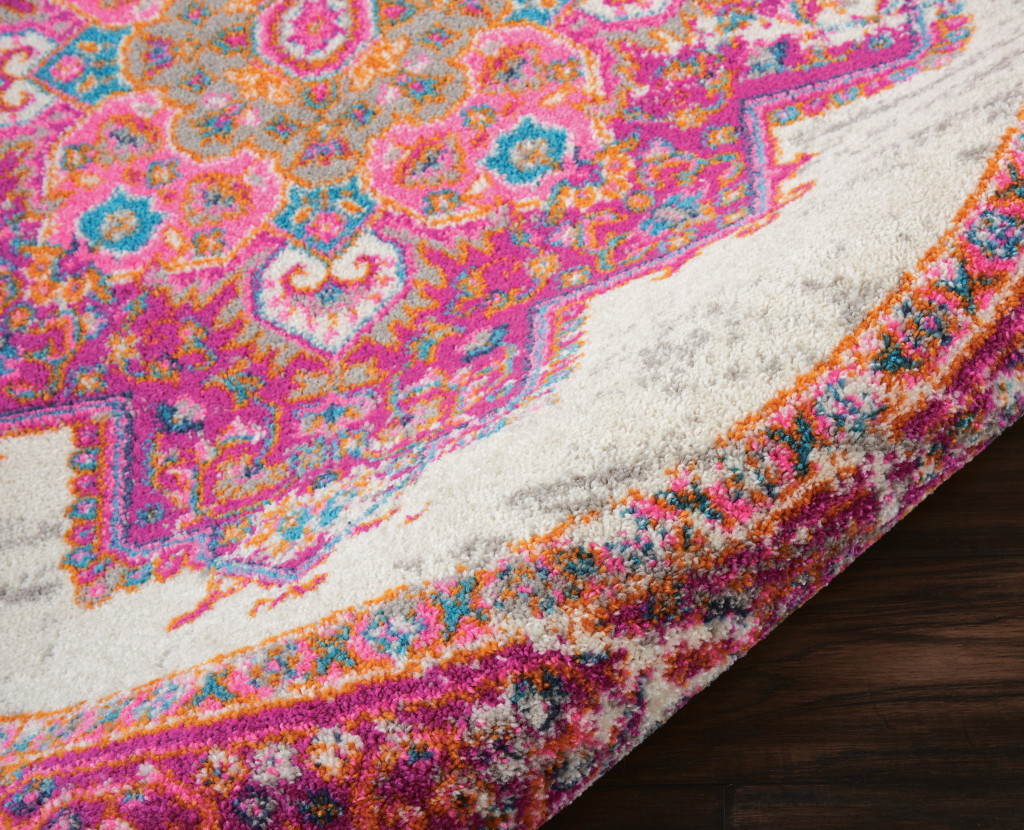 5" Fuchsia Round Power Loom Area Rug